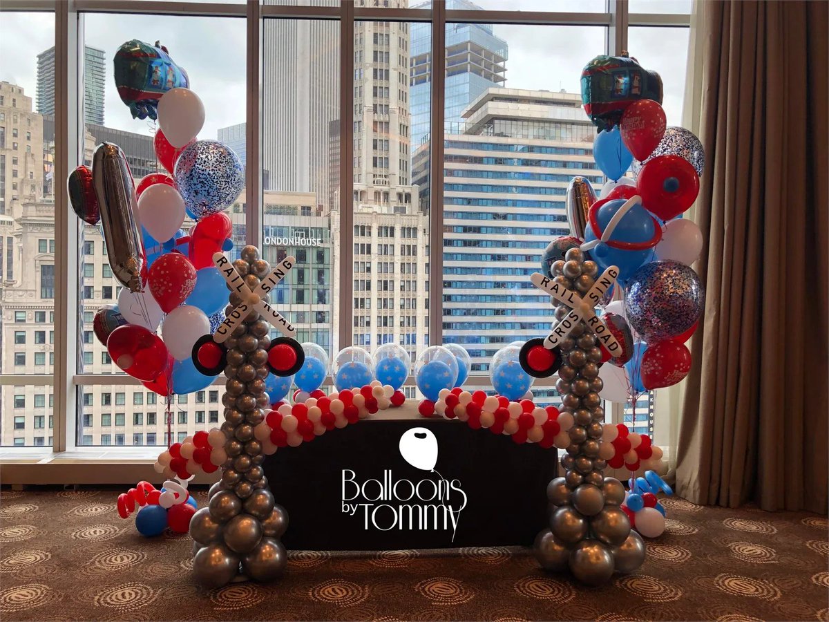 balloonsbytommy's tweet photo. Choo Chooo! This train themed first birthday balloon decor is super adorable! 
#balloons #birthday #traintheme https://t.co/3D6huYD48h