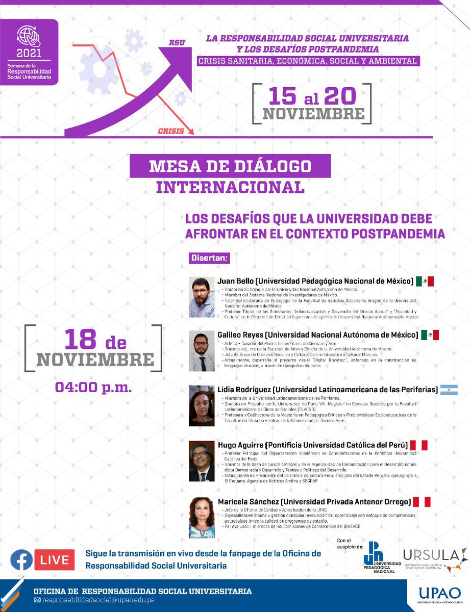 [#SemanaDeLaRSU2021] 👱‍♀️👨‍🦱 Orreguianos ya vivimos la Semana de la Responsabilidad Social Universitaria 2021. 
💪¡Atentos con todo lo que se viene!
#RSU #UPAO #DesafíoODS #odsstyle