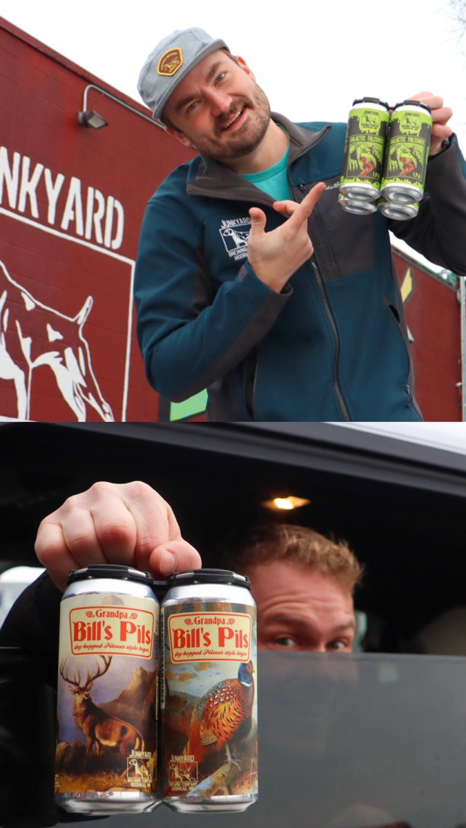 JunkyardBrewing's tweet photo. WHO’S READY FOR POUNDERS? 
Make room in that fridge, because we’re kicking off our FIRST 16 oz. can distribution with a bang! Starting tomorrow, these four beers will be available in 4-packs at liquor stores across the Twin Cities. 

Follow us here as Tim posts live updates! https://t.co/01Qb134Ecq