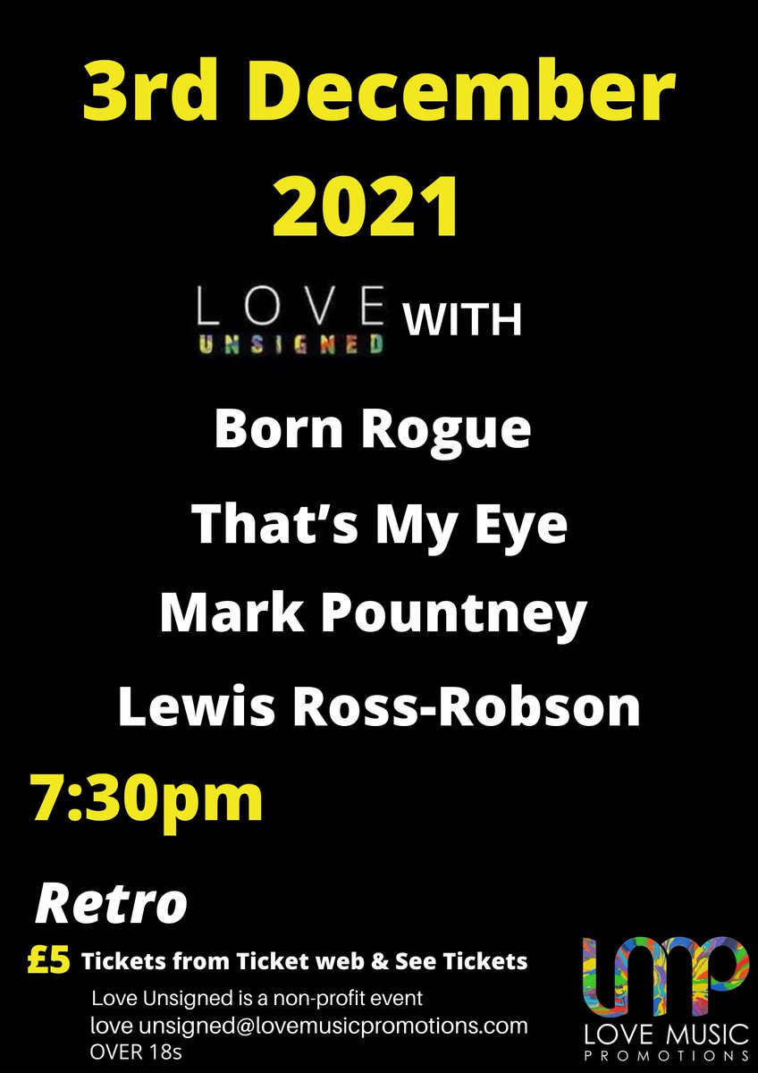 LoveMusicPromo1's tweet photo. @loveunsigned on the 3rd December at @ManchesterRetro 

@seetickets @TicketWebUK https://t.co/jPMq58Nu9D