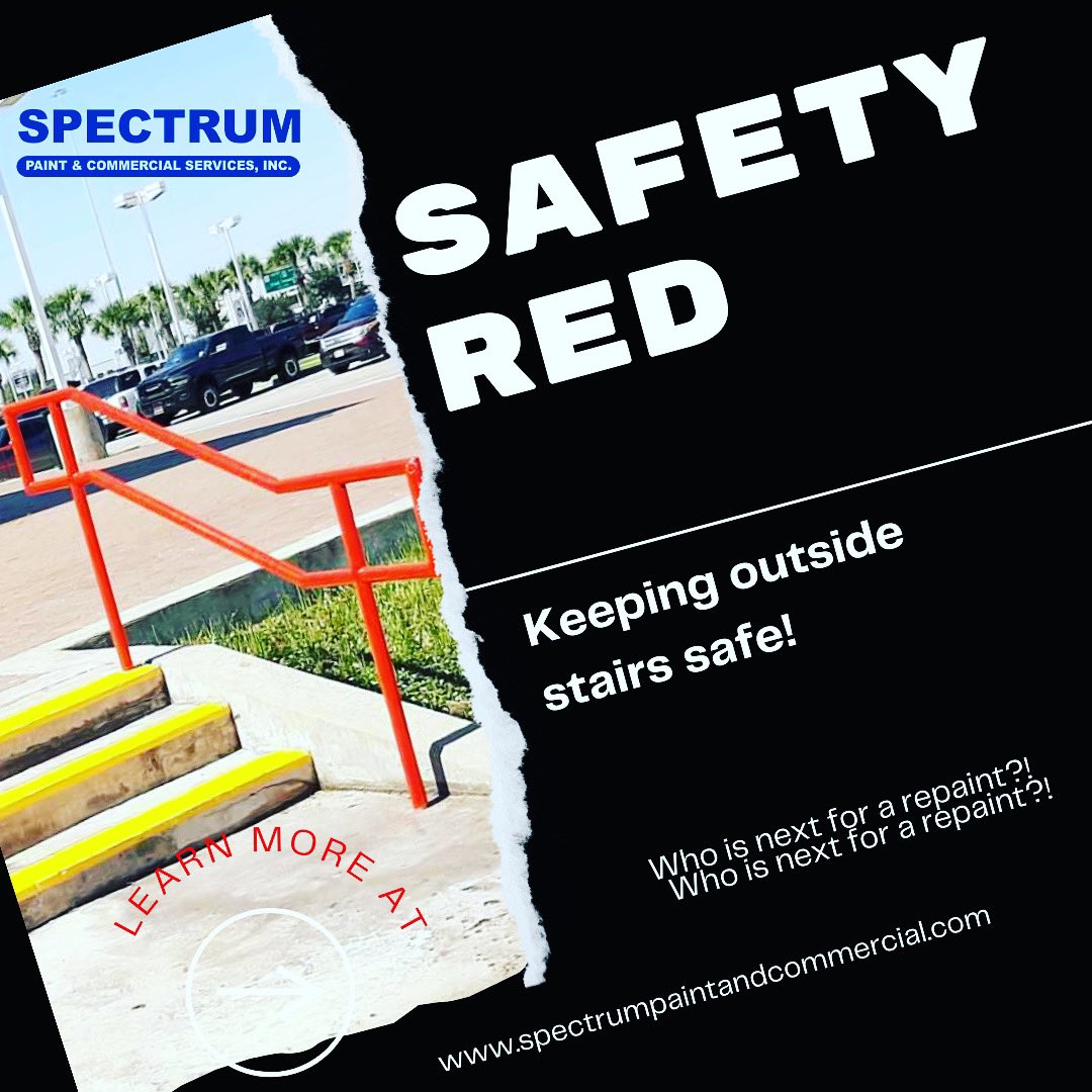 spcs_inc's tweet photo. Red says ✋🛑 or red says ⛔️ Either way “safety red” on any surface brings attention 
#spcs_inc #paintinghoustonpretty #spectrumpaintandcommercialservices #safetyfirst https://t.co/YdKMCPOzPy