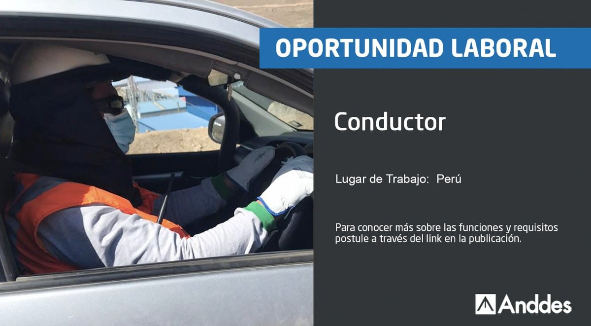_anddes's tweet photo. #OportunidadLaboral | ¡Sé parte del equipo Anddes Perú!
Nuestra empresa, líder en su rubro, está buscando el mejor talento para incorporarlo al staff de profesionales de la compañía.

La posición por cubrir: Conductor

Para más información https://t.co/AVi7NZKmV2 https://t.co/iF2JfwewB1