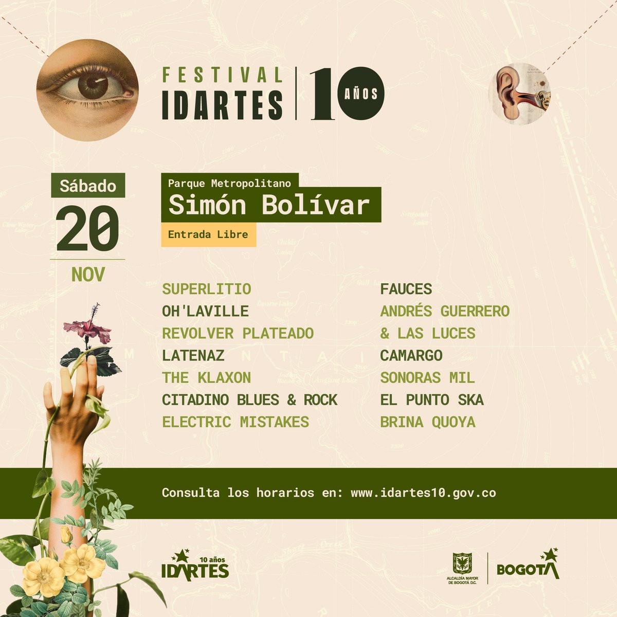 Estamos listos para volver a sentir la música en vivo con el Festival Idartes 10 en este emblemático escenario de nuestros festivales al parque, con un cartel que destaca el talento local de Bogotá. #10AñosLastiendo 🥳🎇🤘🏽

Sigue toda la programación >> idartes10.gov.co/programacion/c…