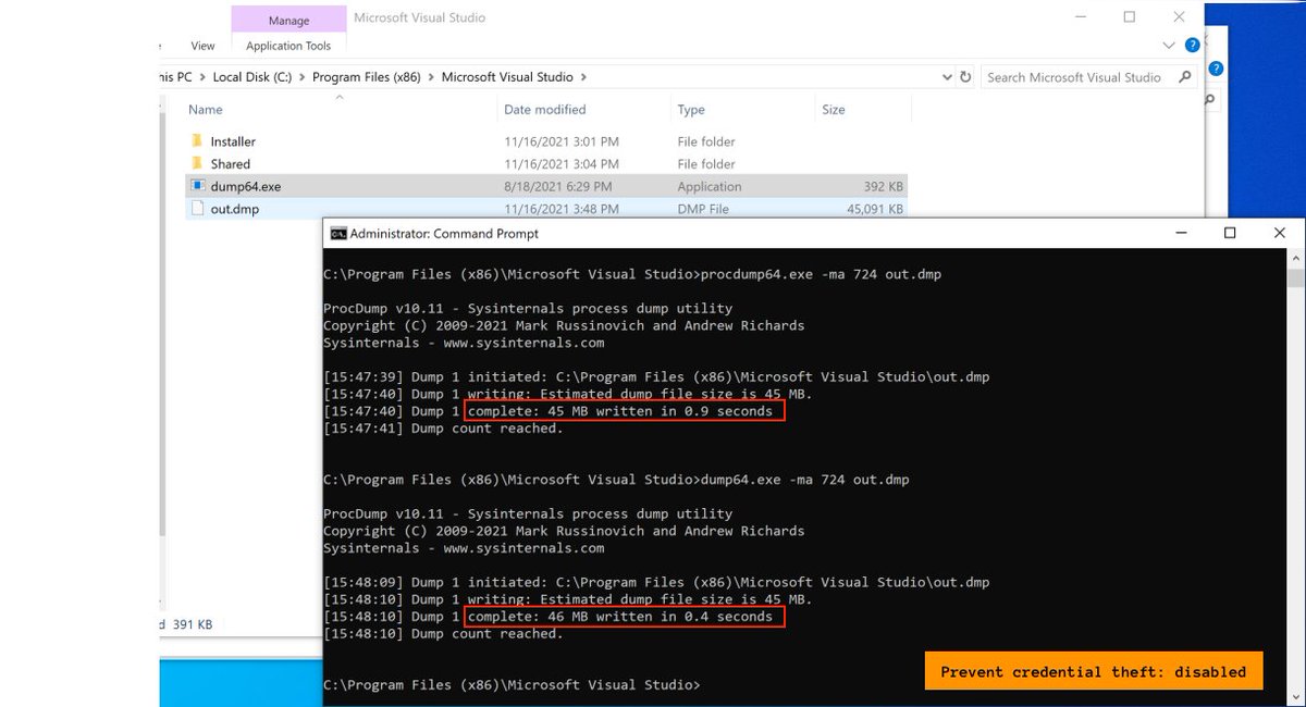 MatGangwer's tweet photo. @BlaineOh @mrd0x Would you be able to validate the policy being applied?

With "Prevent credential theft" enabled, I'm observing LSASS access being blocked as expected. There is not an alert that will pop-up, but no file will be written.

Full Disclosure: I work at Sophos https://t.co/nByzgPEFY5