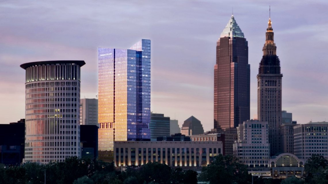 BenAxelrod's tweet photo. The (proposed) new Cleveland skyline, featuring Sherwin-Williams' (proposed) new headquarters https://t.co/vBWd1Q1Nwy