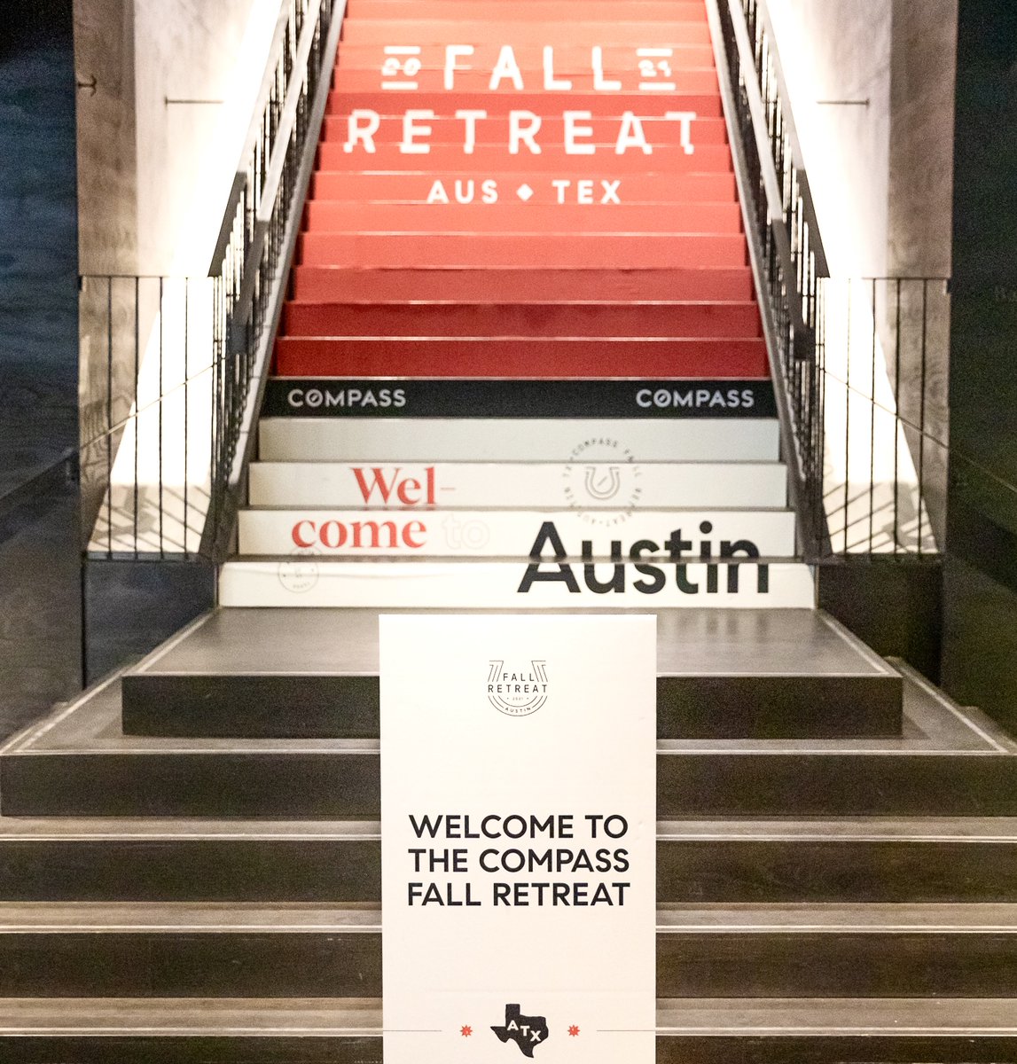 Compass's tweet image. Hello from Austin! It’s the first day of our annual #CompassREtreat and we’re thrilled to be here! Compass agents from coast-to-coast will unite in Austin throughout the next few days for fun networking events, collaborative workshops, Austin’s finest BBQ, and our special...