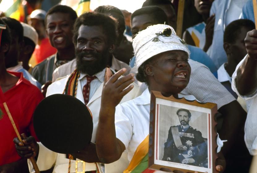 Global_Folder's tweet photo. Emperor Haile Selassie visited Jamaica and was welcomed by over 100,000 Rastafarians on April 21, 1966. They played drums &amp; smoked weed. 

Rastafarians worship Selassie as the Messiah. They all wanted to see him at Palisadoes Airport in Kingston, Jamaica. https://t.co/XdKegR1Mo2