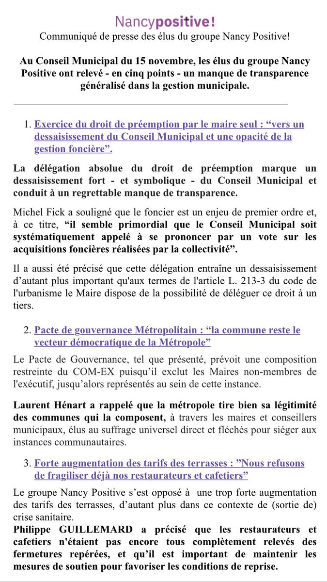 LaurentHenart's tweet photo. Au Conseil municipal de la @VilledeNancy le groupe #NancyPositive s’oppose à des décisions de la municipalité PS/PC/EELV néfastes pour la #transparence et la #democratie locales. https://t.co/RNiPIYWbQA