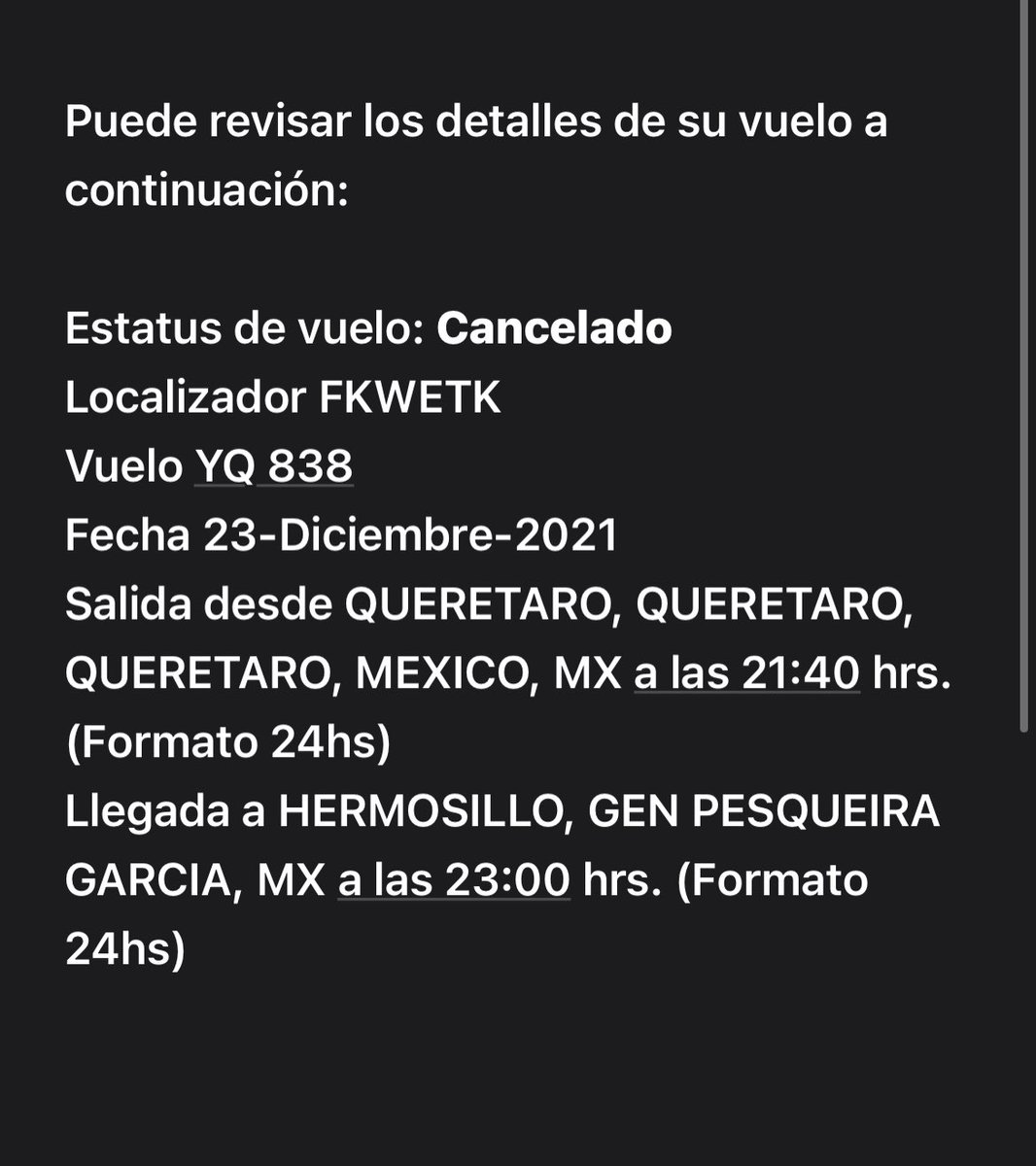 evacorella's tweet photo. @vuelaTAR
 No entiendo que está pasando, me cancelaron vuelo del 23 de diciembre, nunca jamas me contestaron en el   center , tuve que ir a las oficinas, dado a su pésimo servicio telefónico, ahí  me dijeron que no había reembolso por cancelación, ( sigue tweet) https://t.co/cht8KoBti0