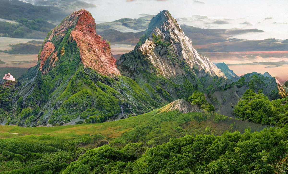 lessdanthree's tweet image. So I decided to mix Mount Everest, Fuji, and Matterhorn and let @Photoshop #NeuralFilters do the rest of the work. I personally like the jungle looking one the most