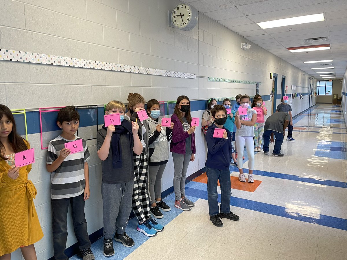 AliThomas9218's tweet photo. 5th grade human number line using decimals and fractions … guess what? ALL of these numbers live on the same number line! 🤯 @NISDElemMath @NISDBraunStat #foundsomeequivalentnumbers #makingsenseofmath #theyrehappierthantheylook 🤦🏻♀️🤣 https://t.co/aP6Kzp5uPc