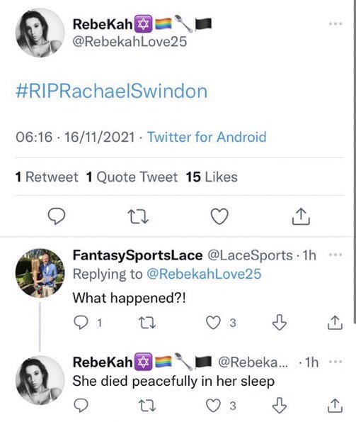 JamesEFoster's tweet photo. .@Rachael_Swindon is very much alive and kicking. 

It says a lot about you that, at 06:16 in the morning, this is what you start your day with. https://t.co/DaHuGGSFiX