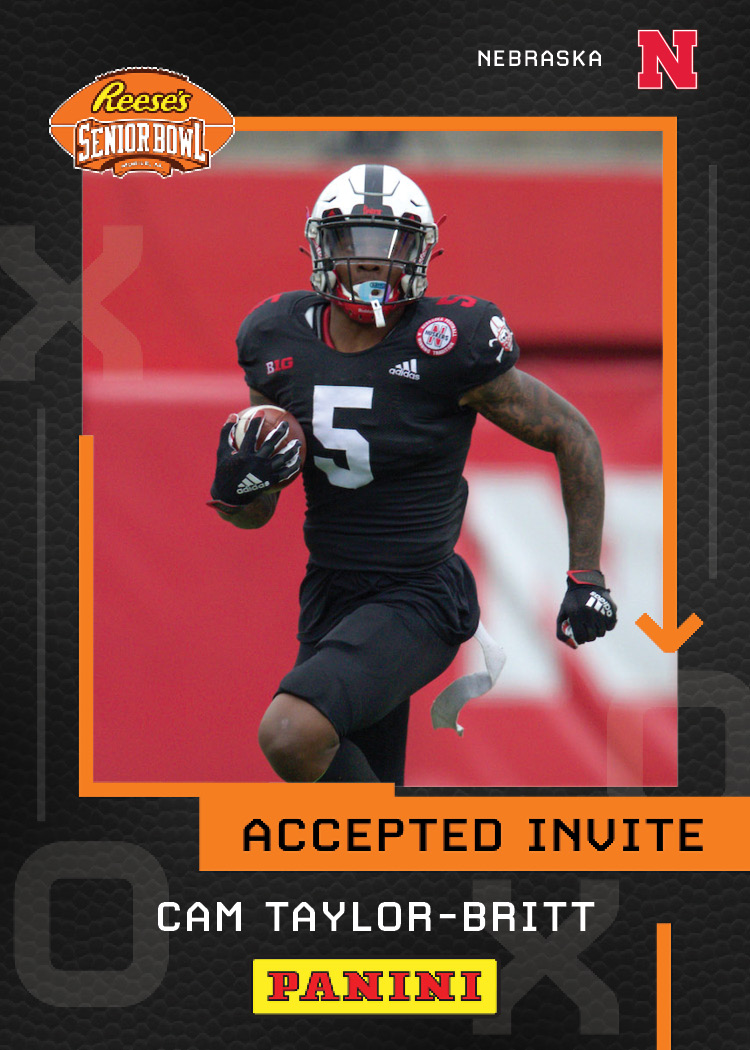 seniorbowl's tweet photo. We would like to OFFICIALLY welcome @HuskerFBNation DB Cam Taylor-Britt (@CamTaylorBritt_) to the 2022 @reeses Senior Bowl! #GBR 🌽🌽🌽#BestOfTheBest #TheDraftStartsInMOBILE™️ 

@JimNagy_SB @PaniniAmerica #RatedRookie https://t.co/bnzYbCfa3q