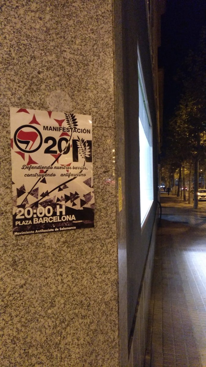 JUSalamanca11's tweet photo. 📣‼️Las calles de la ciudad siguen anunciándolo

👉 Este sábado, 20N, volvemos a las calles 

Manifestación Antifascista a las 20:00h desde la plaza Barcelona, en Garrido. 

💥Defendiendo nuestros barrios 
Construyendo antifascismo💥

ACUDE, DIFUNDE #Salamanca https://t.co/xN4zm9WPZy