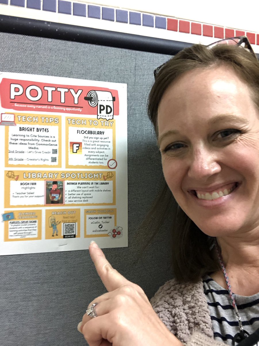 “T”issue #1 of #PottyPD is hot off the #webblc presses! This month we are featuring @CommonSense @Flocabulary @Catlin_Tucker @alicekeeler and our @Scholastic book fair! Enjoy @webbcubs Thanks @howardkeb for the @canva template!