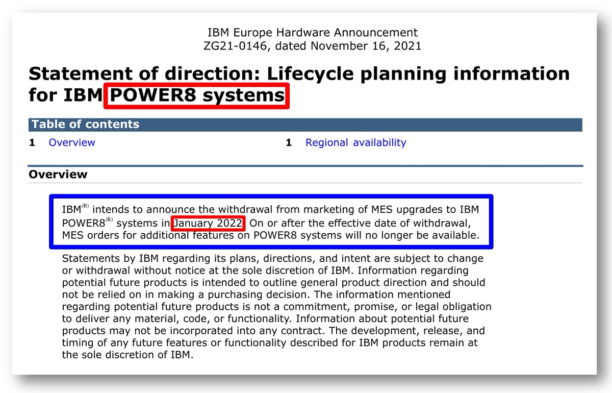PowerSystems_i's tweet image. IBM déclare que la date d&apos;annonce de l&apos;arrêt de commercialisation des MES sur les serveurs POWER8 sera communiquée en janvier prochain.