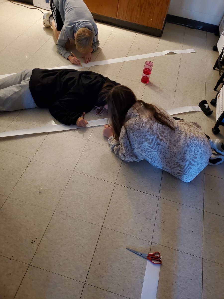 MrsRieflerSJMS's tweet photo. Sometimes working on the floor is the only way to have enough space, especially when making a scale model of geologic time.  Students are doing great so far! #thestjamesway #sjmssharpsharks https://t.co/zqO6OELw8z