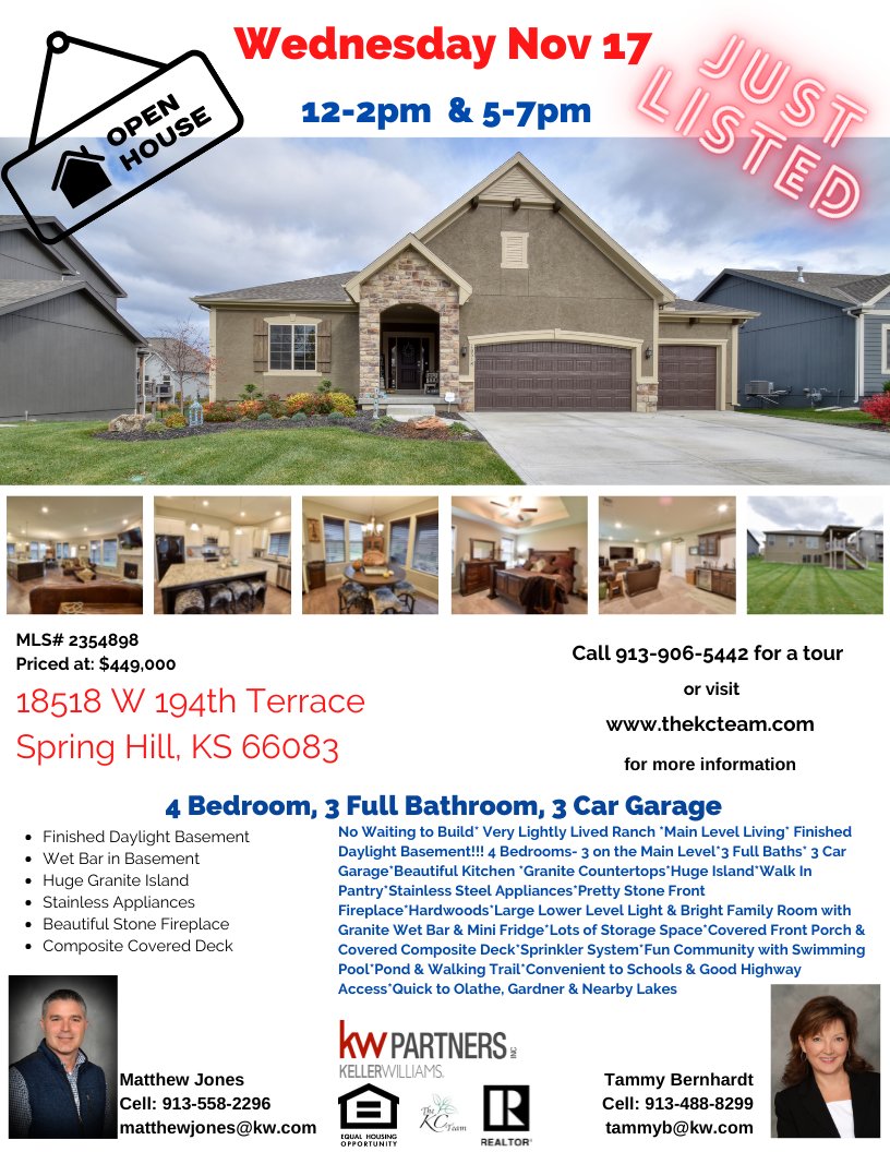 thekcteamtwit's tweet photo. Just Listed.....Open House Tomorrow in Spring Hill, Kansas...Come By and Say Hello! https://t.co/sbiQkRCalT