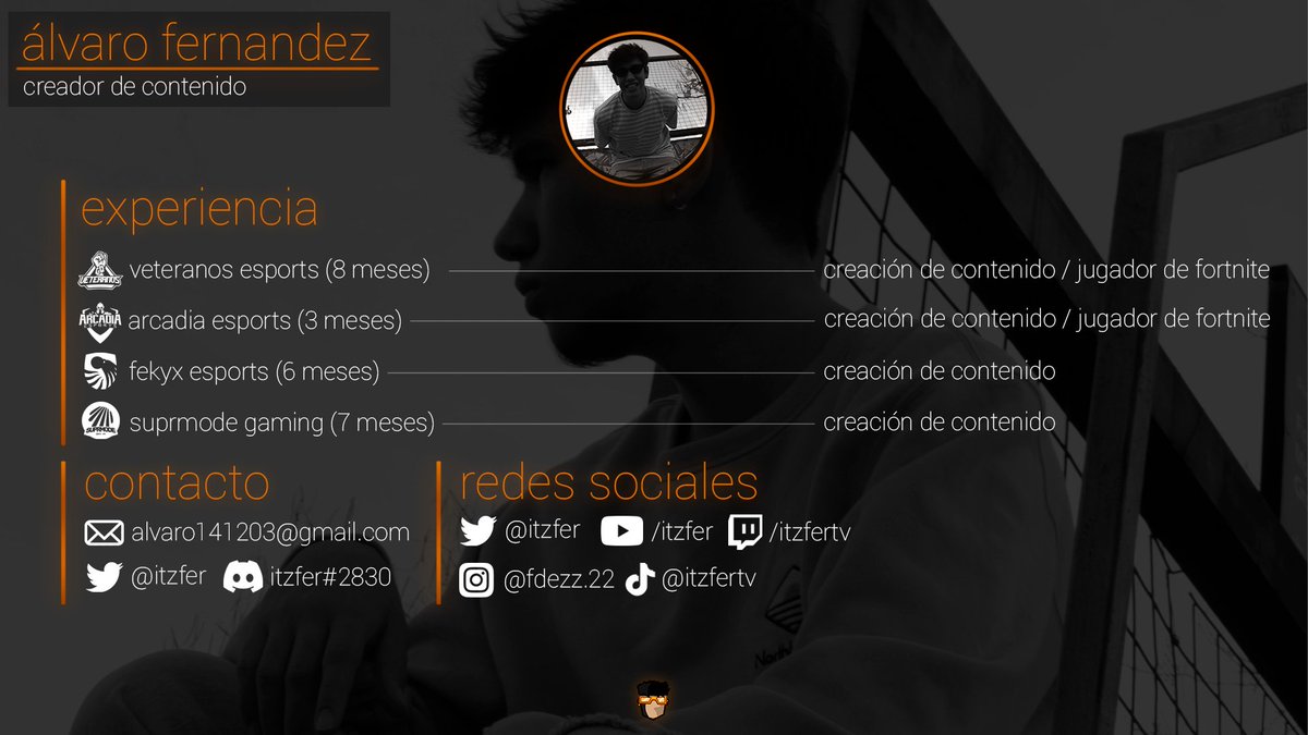 itzfer's tweet image. Me declaro Free Agent en busca de una organización para la que crear contenido.
Para mas información paso dossier completo por cualquier método de contacto.
Todo tipo de apoyo se agradece.🧡