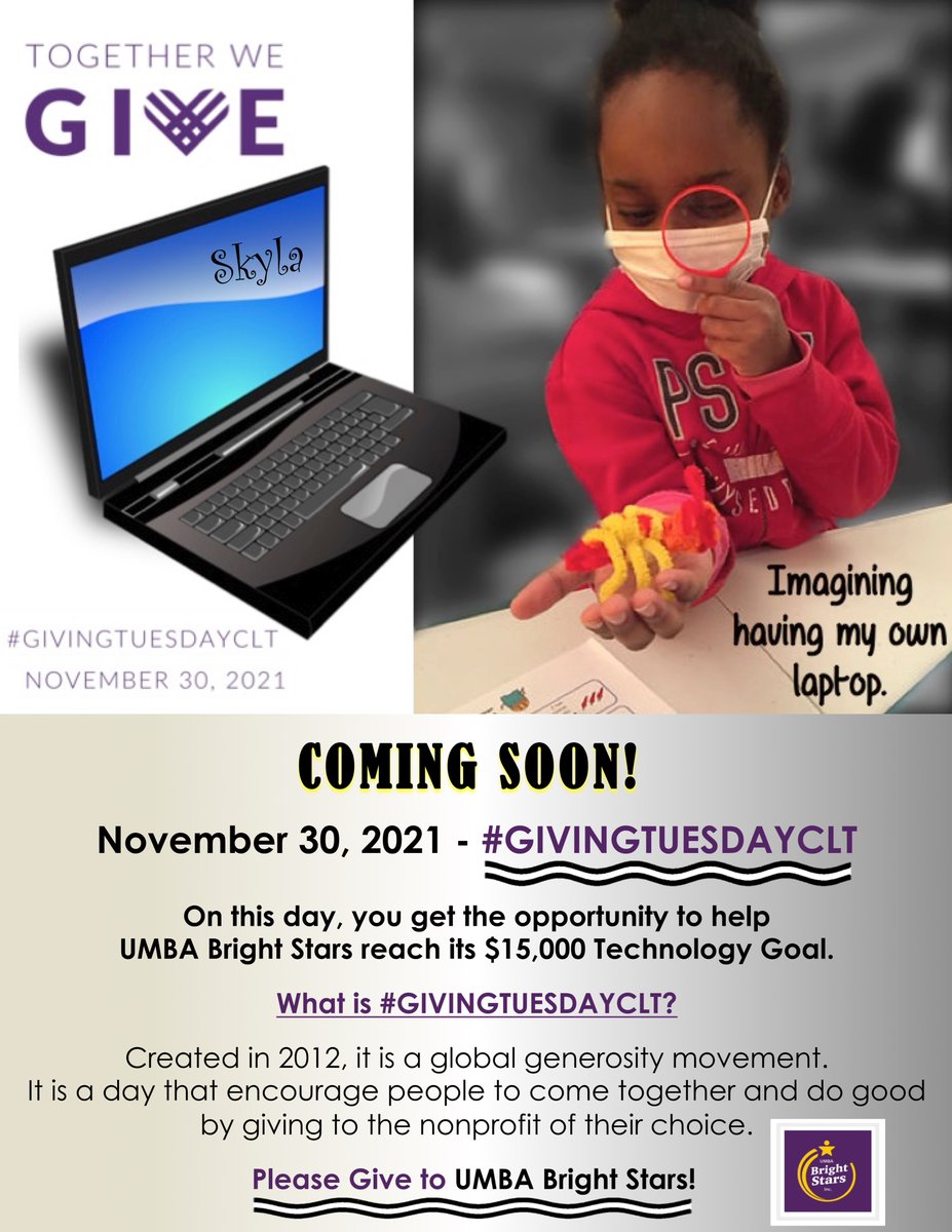 BrightStarsASEP's tweet photo. #GIVINGTUESDAYCLT  @shareclt  @1spiritsoldier @RamonaHolloway @BrightStarsASEP  #nonprofit #technology #Tuesday #tuesdayvibe #tuesdaymotivations #November #november16th #NovemberChallenge #STEMeducation #imagine #afterschool #TogetherWeGive #TogetherWeCan #Charlotte #Donations https://t.co/PorSQ64jBD