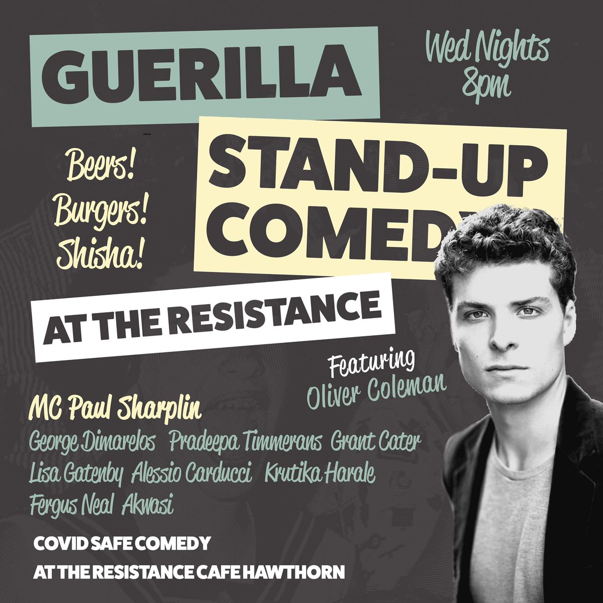 Guerilla_Comedy's tweet photo. Tonight we party! Get in early for a fabulous burger n beer and stay for the show. Book at https://t.co/apwaarBXTN and mention comedy. Show starts at 8 🎤🎶🍔🍻 #comedy #burgers #beer @micomfestival @melbcomedyscene https://t.co/3UmZsw6hGx