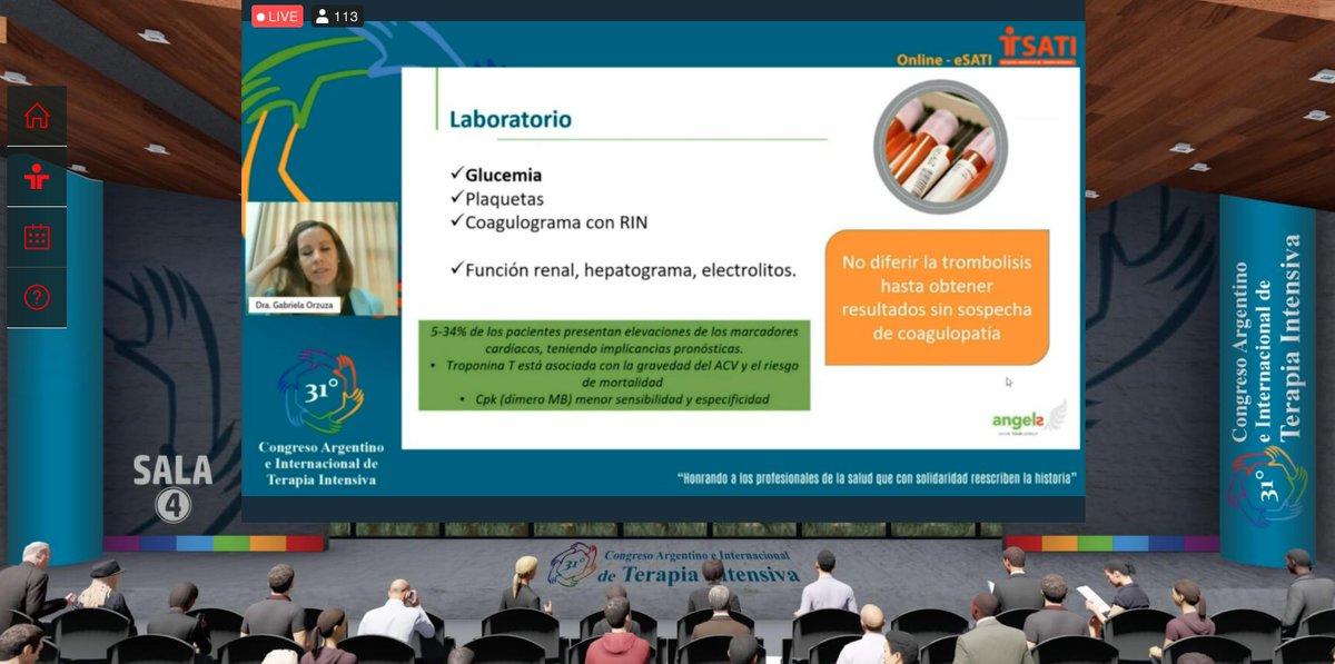 LeoTumi's tweet photo. Simposio #Angels en #31SATI "No diferir la trombolisis a la espera de los resultados de laboratorio, salvo antecedente de anticoagulación" #Neurointensivismo @neurointensivos https://t.co/t2w0RYQVCB