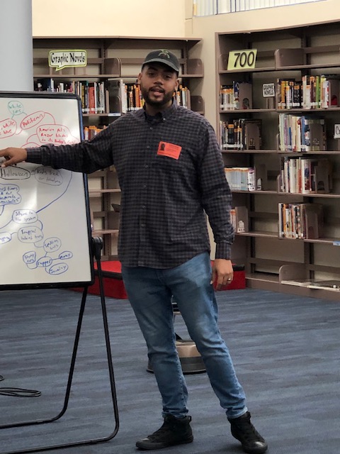 HillsboroughMC's tweet photo. Students participated in the 2021 Poetry Jam Workshop with Guest Poet Curtis Davis They completed various writing activities & had the opportunity to perform some of their pieces. Nov 30th will be the HHS Poetry Jam. @hubofschool @HHSBigRed https://t.co/IFBEV7Y4fp