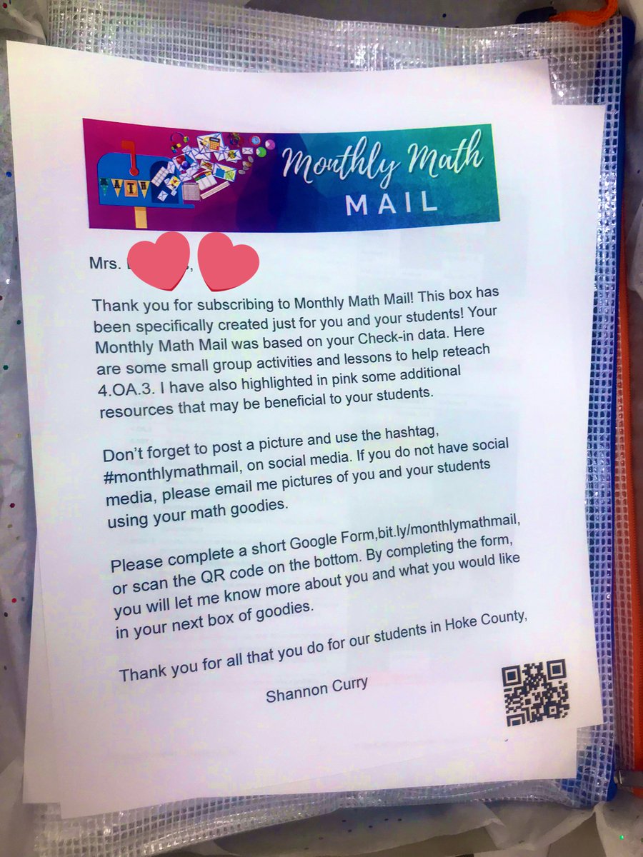 shannoncurry04's tweet photo. First month of @HokeCoSchools’ #monthlymathmail has been delivered to those who subscribe. I hope it helps in the planning and delivery of reteaching of standards. #differentiatedpd #pdinabox #k5math https://t.co/BTQHD9GRrM