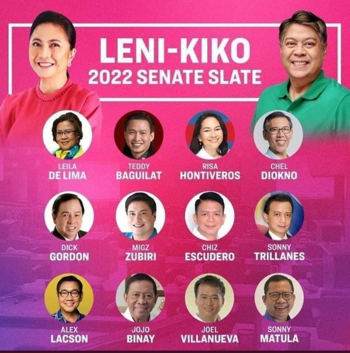 Dyudeealcantara's tweet photo. #Pinkiusap mga #Kakampinks. Buhatin din po natin si Senator @kikopangilinan at ang ating mga Senatoriables @TeddyBaguilatJr @SenLeiladeLima @ChelDiokno @risahontiveros @TrillanesSonny @AttyMatula @AlexLLacson.
Ipanalo natin ang buong #TROPA2022 https://t.co/dqJ3DY7ptV