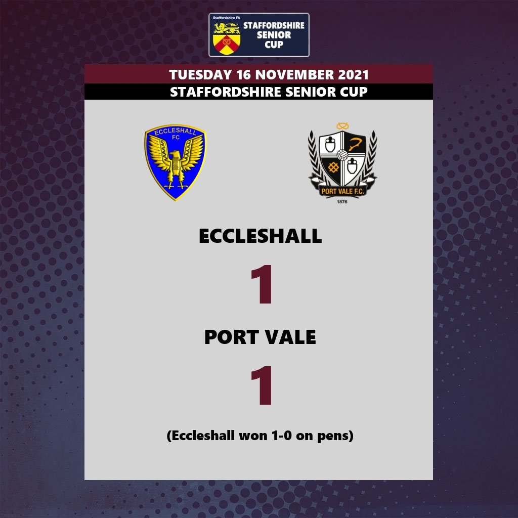 nwcfl's tweet photo. A stunning night for Eccleshall in the @StaffordshireFA County Cup as they drew 1-1 with Port Vale after 90 minutes.

Step forward goalkeeper Eric Merner, who saved ALL FIVE of Port Vale's penalty's in the shootout with his side winning by the strange penalty scoreline of 1-0! https://t.co/DPIEqTuJvq