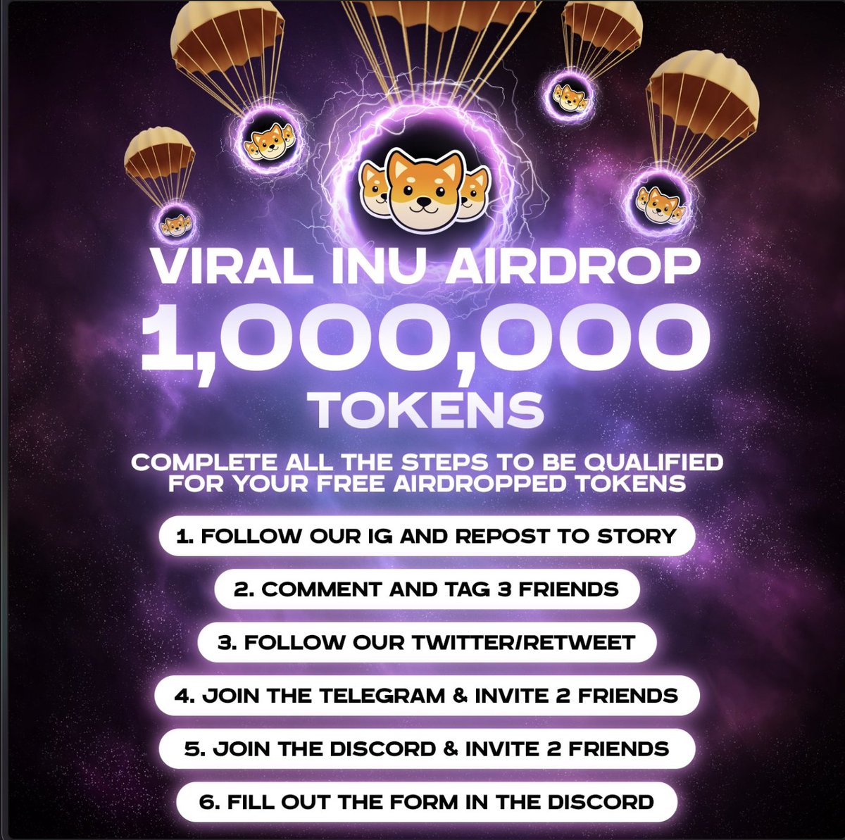 ViralInu's tweet photo. In honor of launch week, we are giving out 1,000,000 VINU tokens! 🔥🚀

To enter for a chance to win, do the following: ✅

Good Luck!

#viralinu #VINU #viraverse #viralinutoken #elon #solana #WOOF #SAMO #meta #metaverse  #WOOF # #VINU #SAMO #BOOGI #WOOF #SOLANA #DogeFather https://t.co/98puJ1wQG9