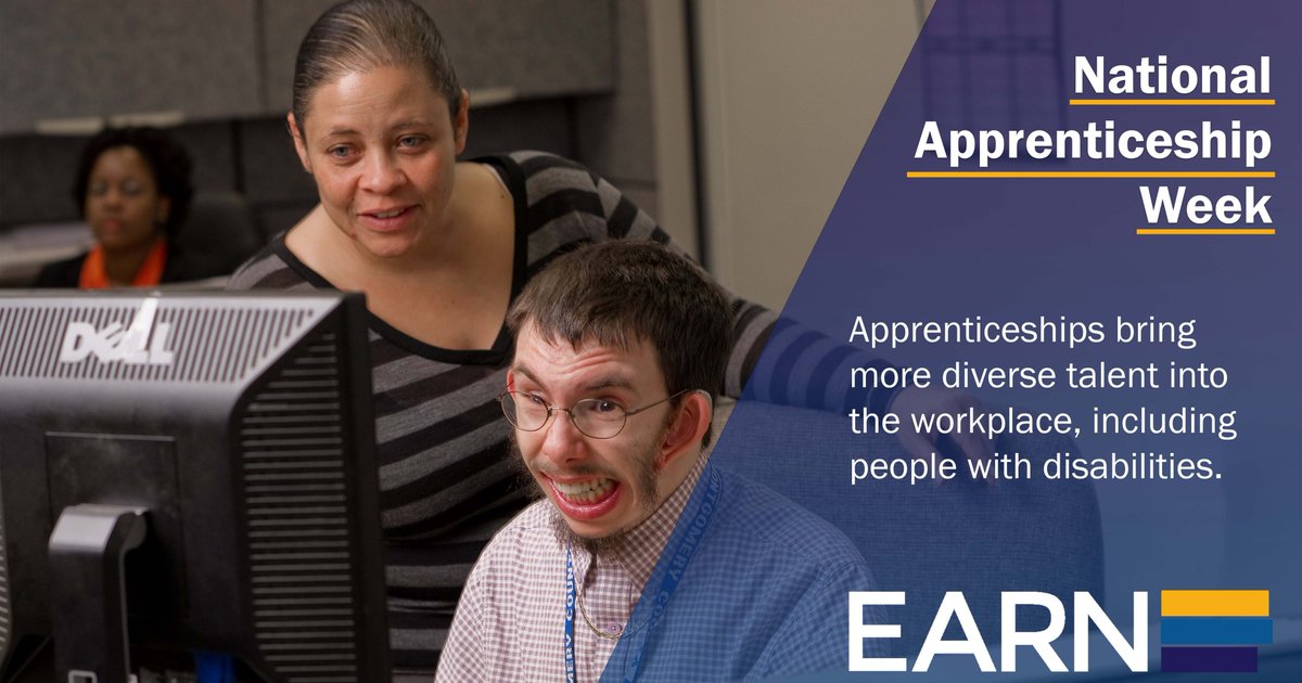 AskEARN's tweet image. Apprenticeships are proven to increase the hiring and retention of people with disabilities. It’s #NationalApprenticeshipWeek (Nov. 15-21) designated by @USDOL’s @SecMartyWalsh and you can learn more about apprenticeships on our website! askearn.org/page/apprentic… #NAW2021 #DEIA