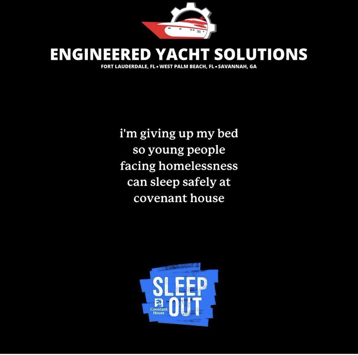 QTPieMoe's tweet photo. @PennBadgley @drnuramowzoon @CovenantHouseCa @Variety Covenant House means a lot to Engineered Yacht Solutions, and that is why this Thursday 11/18/21 we have decided to give up our snuggly beds for a chance to raise awareness for youth homelessness. We will be sleeping out and raising money as a company. 
https://t.co/mPV4WOGRt5 https://t.co/kXqhuxQf8b