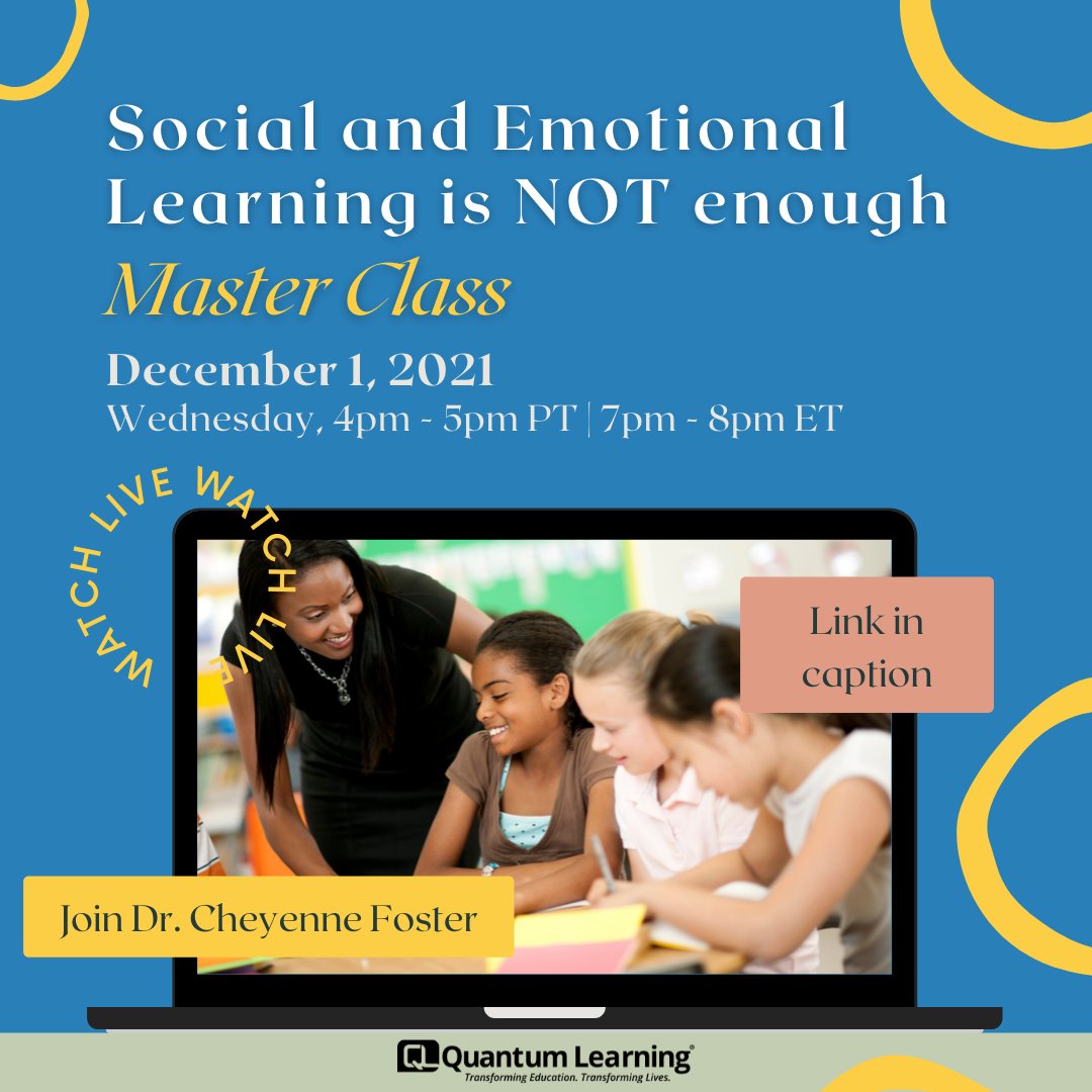 qleducation's tweet photo. Join us on 𝐃𝐞𝐜𝐞𝐦𝐛𝐞𝐫 𝟏, 𝟐𝟎𝟐𝟏, 𝐚𝐭 𝟒:𝟎𝟎 𝐩𝐦 𝐏𝐓 as Dr. Cheyenne leads a valuable session revealing three essential actions to develop your students’ awareness and self-regulation capacity. 
𝐋𝐞𝐚𝐫𝐧 𝐦𝐨𝐫𝐞 𝐚𝐧𝐝 𝐫𝐞𝐠𝐢𝐬𝐭𝐞𝐫 
https://t.co/pc6bwKx5oX https://t.co/I1QpY96wGR