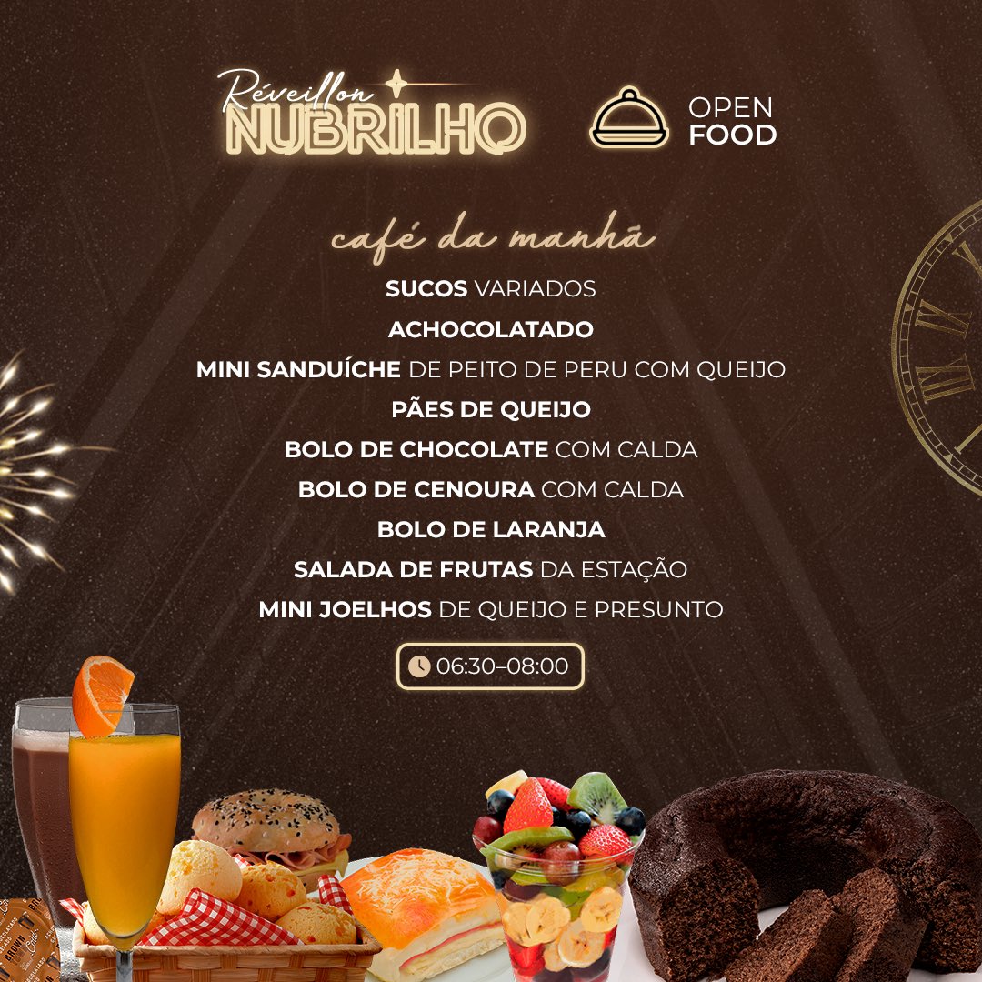 festanubrilho's tweet photo. SEGURA ESSE OPEN FOOD 11HR DE DURAÇÃO! 🤤🤯

Com um open food de respeito, a gente te espera no dia 31 de dez pra esse super Réveillon NuBrilho! São tantas opções que a gente não sabe nem por onde começar. 

Marca um amigo e convoca ele pra curtir esse dia especial com você! ✨ https://t.co/uwNLDiDrML