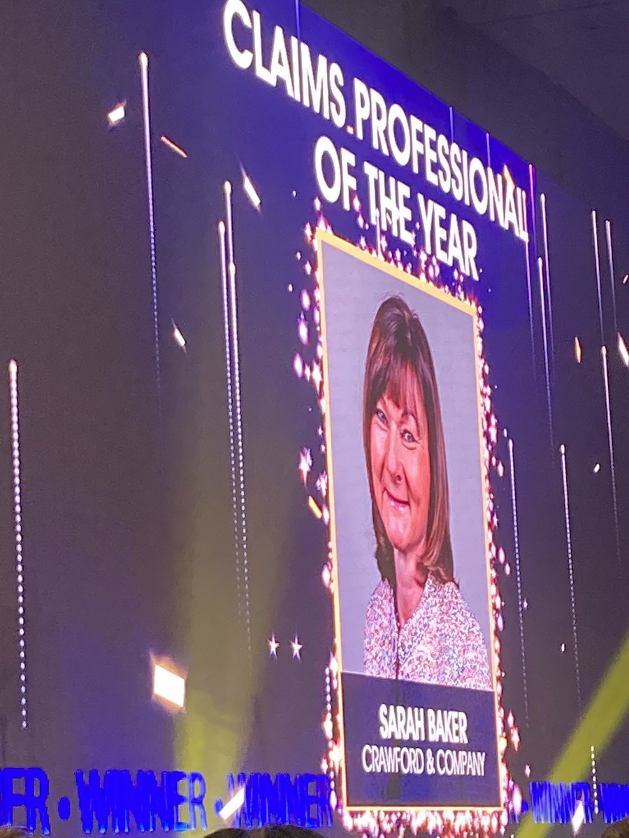 Congratulations Sarah Baker! Claims Professional of the Year at #WIIAwards. <a href="/InsuranceWomen/">Women in Insurance Awards</a> #CrawfordEmpowers