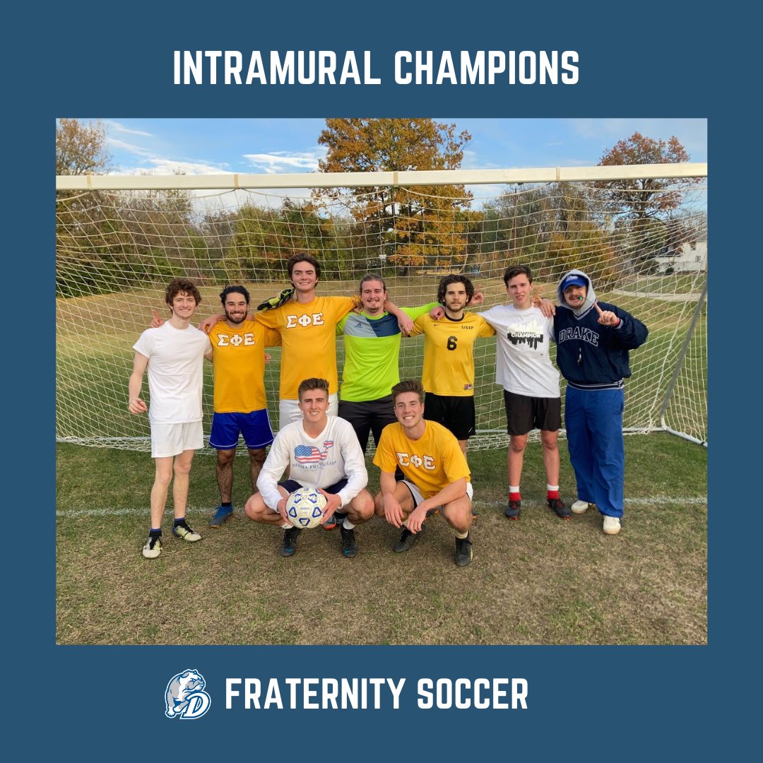 DrakeRec's tweet photo. Congratulations to Sigma Phi Epsilon for winning intramural fraternity soccer! โฝ๏ธ Thanks to all the teams that competed! #draketogether #drakeintramurals https://t.co/iOi7ksbUuc