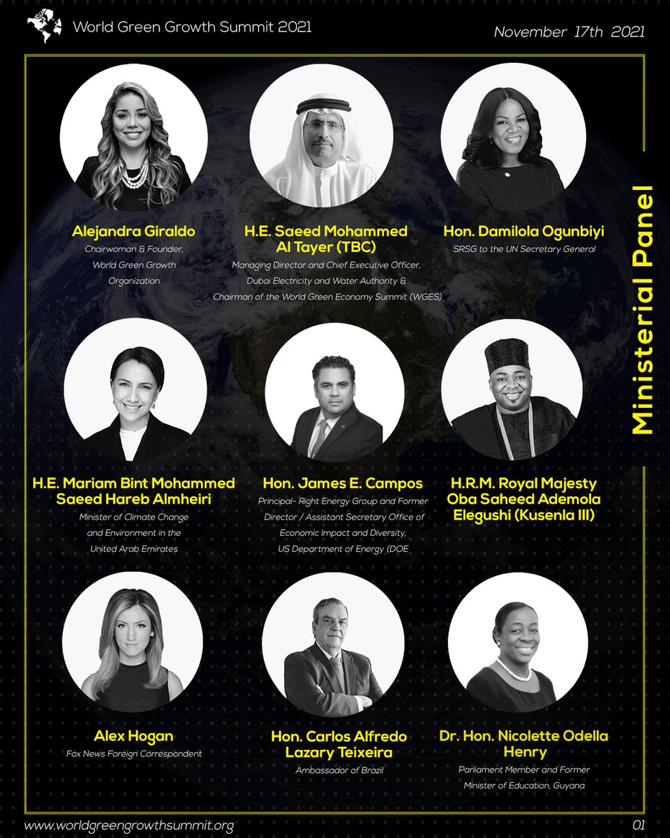 wggorg's tweet photo. The World Green Growth Summit 2021 welcomes it's Ministerial Panel speakers. We welcome you and thank you for joining us.  Join them on their High-Level Discussion on The Future of Green Economy. #wggs2021

Registrations at:
https://t.co/dfhG4UkVET https://t.co/Dh7SLFwVHt
