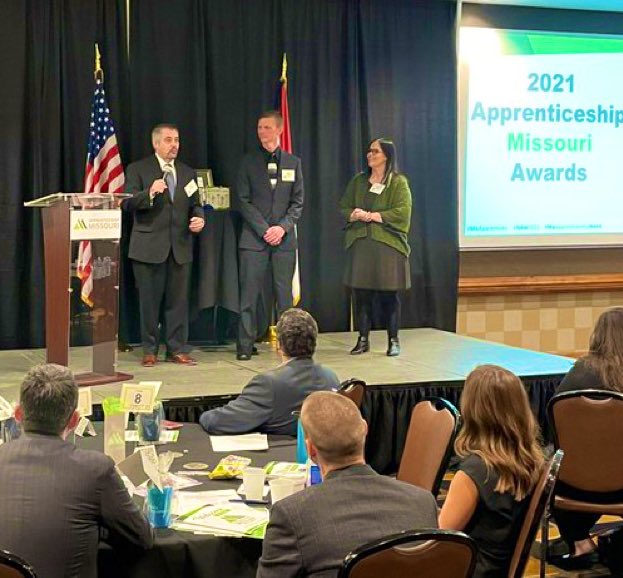 MardyLeathers's tweet photo. 👏 👏👏Thanks to all who participated in the 4th Annual Apprenticeship Missouri Summit! What a great day of advancing efforts to cultivate opportunities for #Missourians! 💚💚💚 #MOApprenticeshipWeek #NAW2021 https://t.co/i77o5pJFR9