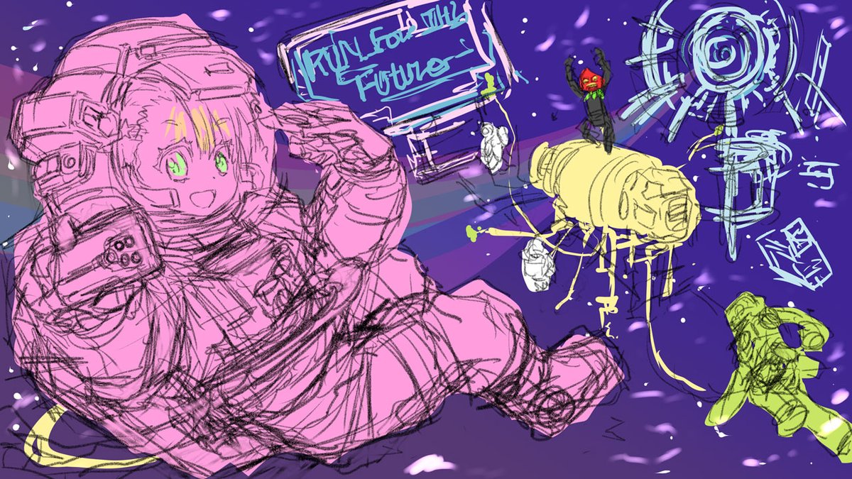 昨晩のSkebイラスト配信にお付き合い下さった
皆様、ありがとうございました!
今回はイメージイラストの下絵を確定して
(ピンクの宇宙服の子。青い髪の子はボツ案です。)
美久ちゃんの1・2コマ目の一段階目のカゲ入れが
終わりました。
次回は
美久ちゃんのカゲ入れ終了&下絵完成を目指します!