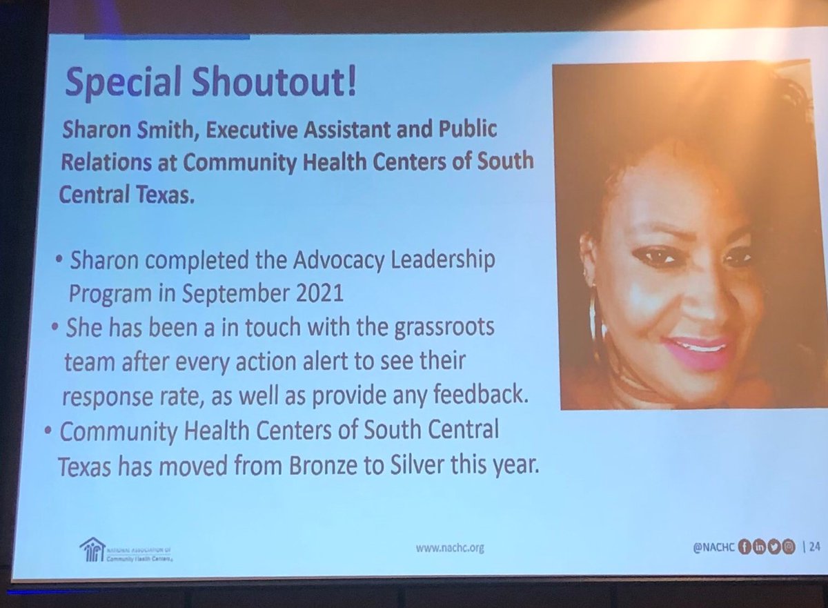 CHCSCT's tweet photo. Our very own Executive Assistant/Public Relations, Sharon Smith received a special shout out at the @TACHC conference! #TACHC38 ❤️CHCSCT is now Silver ACE certified! https://t.co/cZ4IvgIoKi