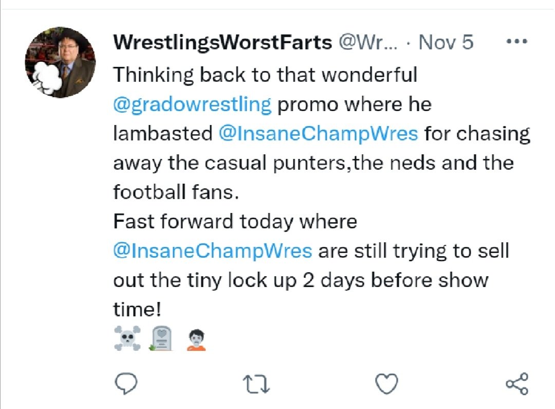 BedlamDoctor's tweet photo. Y'know, he ain't wrong, especially the casual fans thing, ICW had always a habit of assuming if you go to ICW you trawl through every bit of social media and stuff to fully get something out of a show, so someone coming to ICW, ICW does very little to make it accessible https://t.co/J4nX3lVJxn