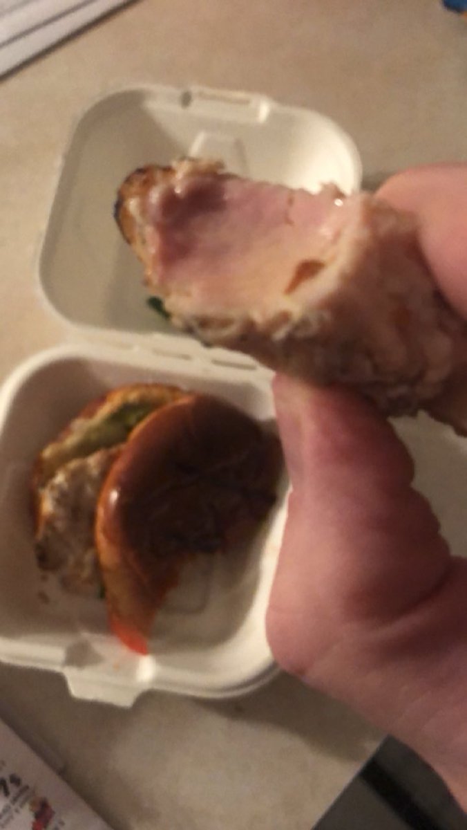 MikeyyyMike's tweet photo. Hey @Wawa this is NOT okay.  Just was served raw chicken which is basically one of the most dangerous things any place can do.  

How can this be made right?  

#wawa #notmadbutBEYONDdisappointed https://t.co/yb36EUTqyf