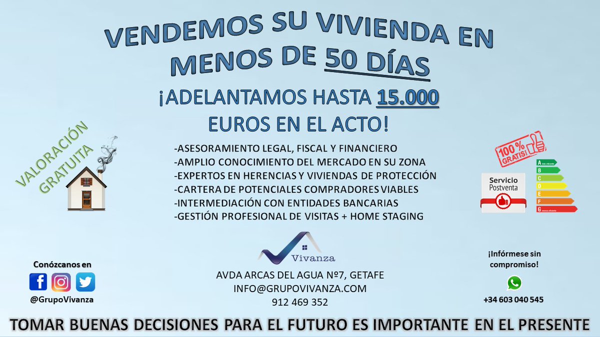 SEGURIDAD, TIEMPO Y DINERO
¡Consúltanos cómo podemos aportarte estas tres cosas! 
Nuestros pilares fundamentales. Por lo que trabajamos cada dia
¡Estamos para ayudarte!
El hogar es lo más preciado y merece la máxima profesionalidad y dedicación.
Vivanza. Tu Vivienda, en Confianza