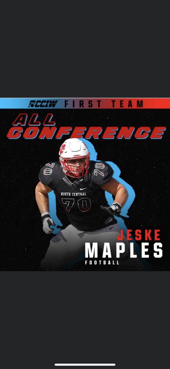 maples_greg's tweet photo. Congratulations jeske on unanimous selection!! Shoutout to the other three.ncc all conference linemen!! Go cards and good luck in playoffs!!! https://t.co/BAJVXGT8L2