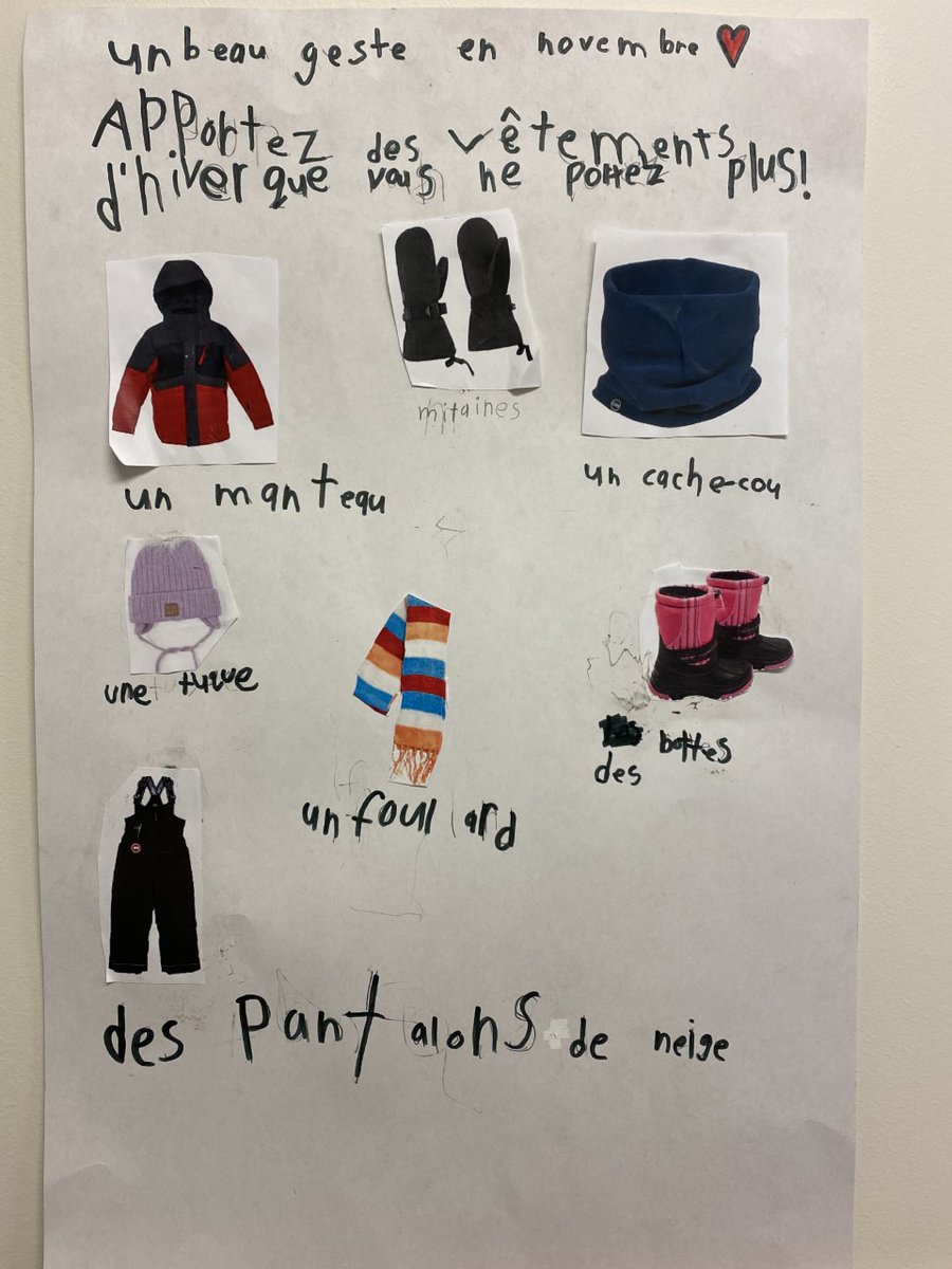ESCEB_Mattawa's tweet photo. L'Ééc Ste-Anne et l'ÉscÉB collectent des vêtements chauds jusqu'au 1 déc. La classe 1-2 apprend du vocabulaire et des maths en même temps.  
Les Loups en action sensibilisent le sec. aux besoins de la banque alimentaire de leur communauté.  
Félicitations aux deux groupes! https://t.co/UcxFQONYfO