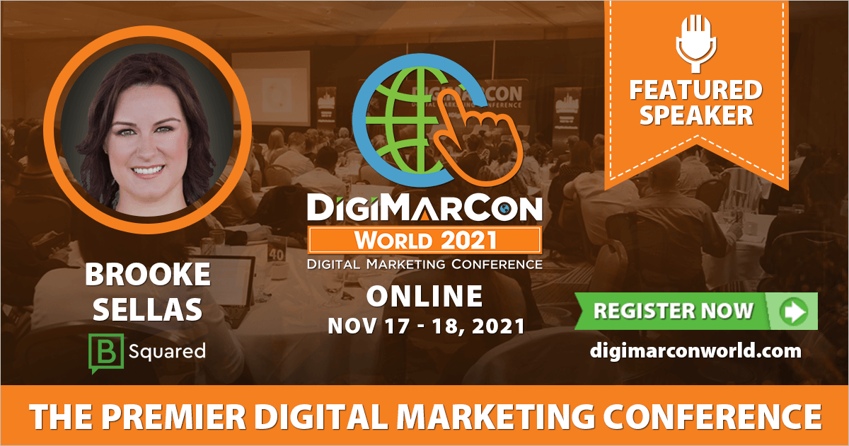 BrookeSellas's tweet photo. I'll be speaking at @DigiMarCon on 'The Future of Social-First #CustomerCare Is Human-Centered AI' at #DigiMarConWorld. Check out the full schedule here: https://t.co/hRdFSJszNe (I'm up November 18th!) #SMM https://t.co/Jw1nAanPVu