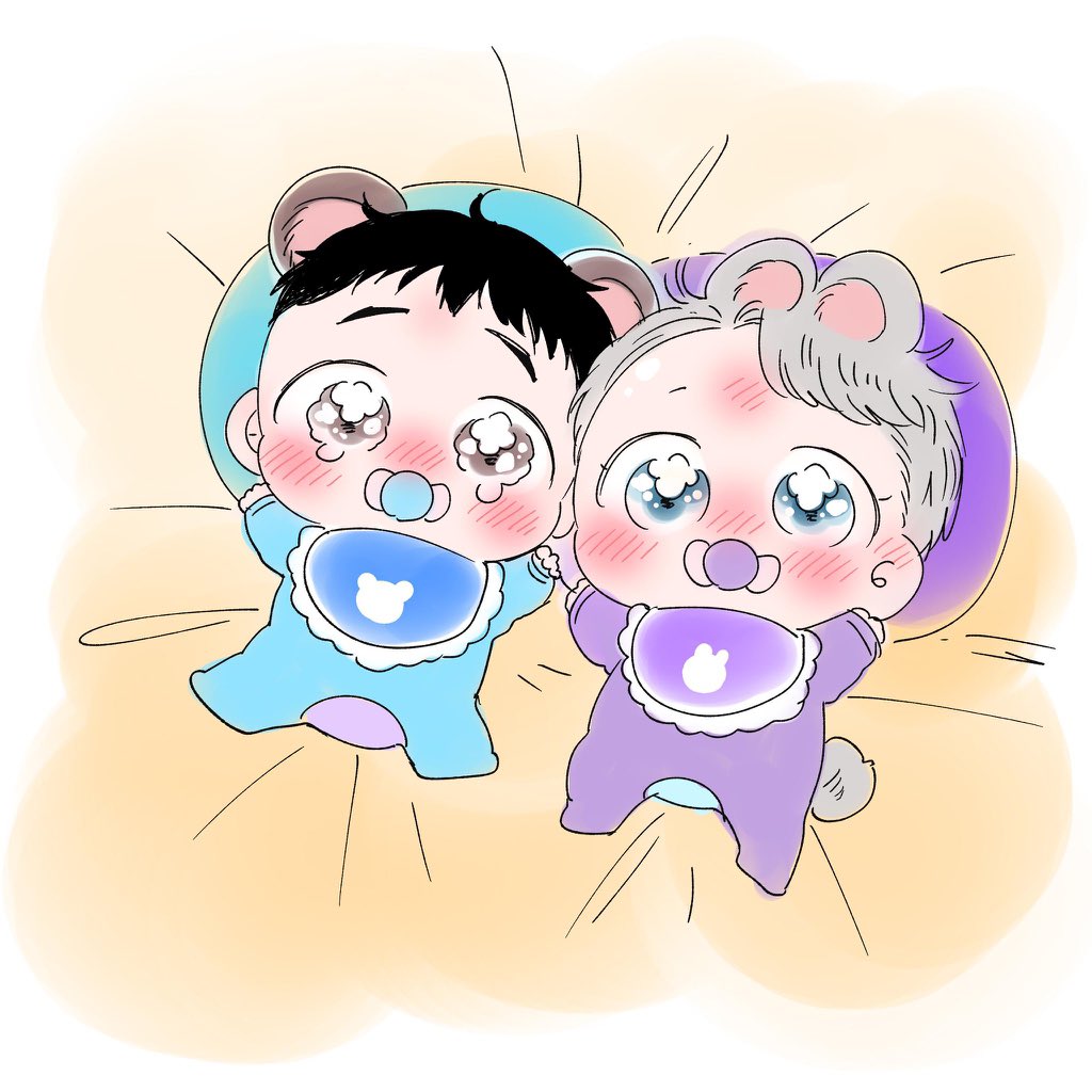 勝生勇利 ,ヴィクトル・ニキフォロフ 「👶👶🐻🐰 」|🍣のイラスト