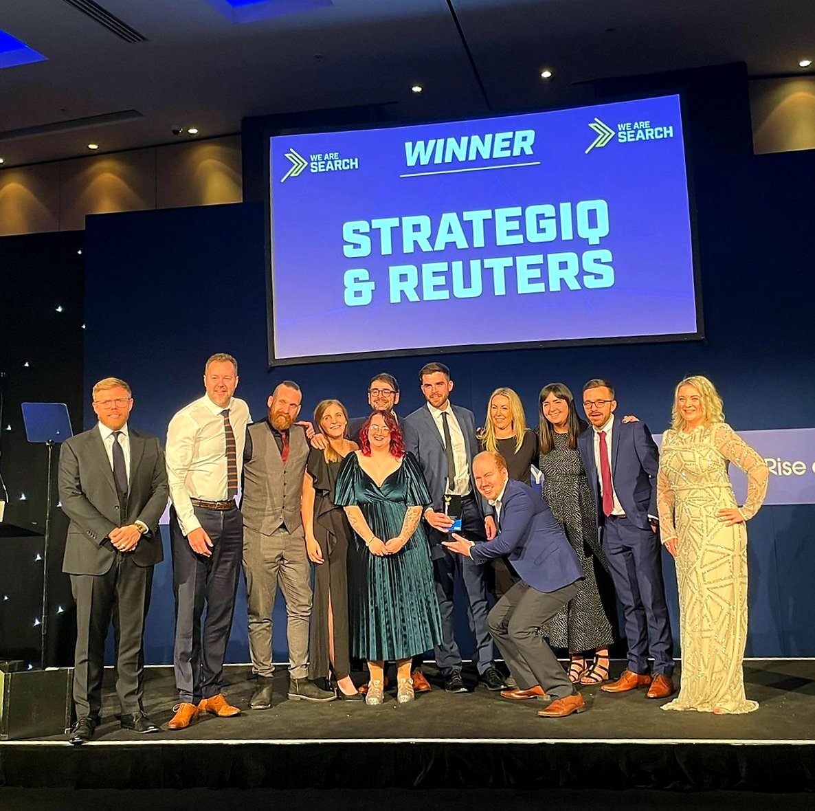 So this just happened... Best Large SEO Campaign at the #UKSearchAwards for our work with <a href="/Reuters/">Reuters</a> 🥂🍾

Epic work team! 

#Teamwork #SEO #SearchMarketing #Marketing #DigitialMarketing #Awards #AgencyLife #ThinkStrategiQ