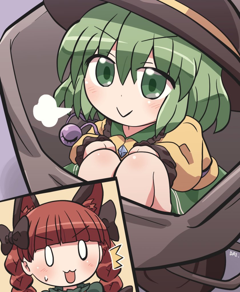 火焔猫燐 ,古明地こいし 「得意げこいしちゃん😎✨ #おは東方 」|六合ダイスケ@春例大祭う12bのイラスト